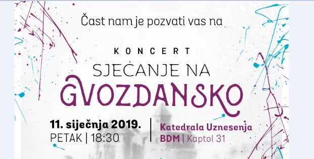 POZIV na koncert u Zagrebačkoj katedrali, sjećanje na Gvozdansko…U prilogu plakat poziva…