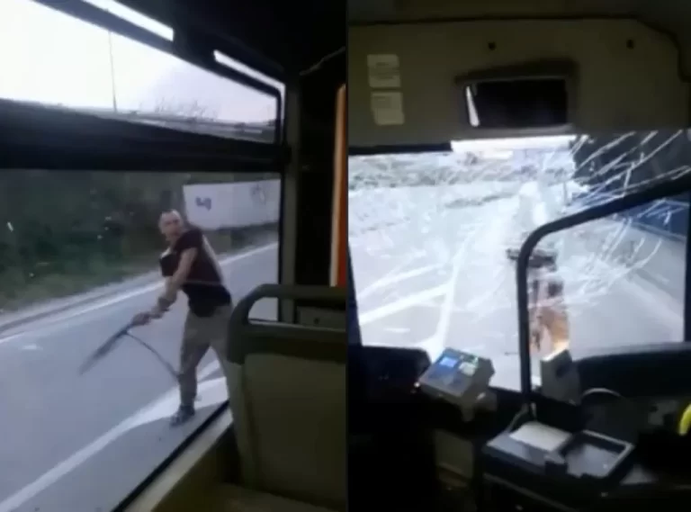 (VIDEO) OVO SE RIJETKO VIĐA-ŠOKANTNA SNIMKA: Divljački razbijao Prometov autobus u kojem su bili putnici-ušao u autobus!