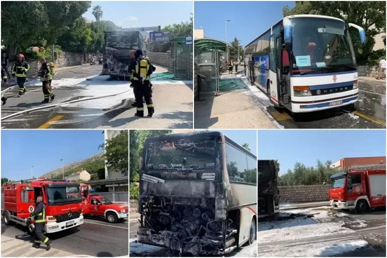 (FOTO-VIDEO) DRAMA U DUBROVNIKU Zapalio se autobus pun turista!