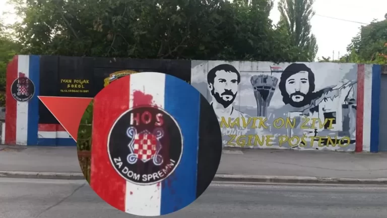 Vandalski čin u Sinju: Oskrvnjen mural sinjskih vitezova Vukovara, išarano znamenje HOS-a