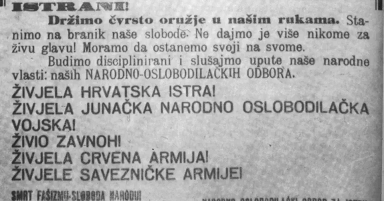 Lili Benčik; 13. RUJNA 1943. GODINE PROGLAS O PRIKLJUČENJU ISTRE MATICI ZEMLJI Naš narod dokazao je svima i svakom da je Istra hrvatska zemlja i da će hrvatska ostati