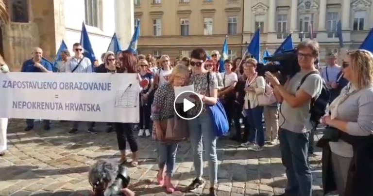 VIDEO Sindikalisti zabavljaju Vladu -pjevaju bećarac i recitiraju Plenkoviću na Markovu trgu