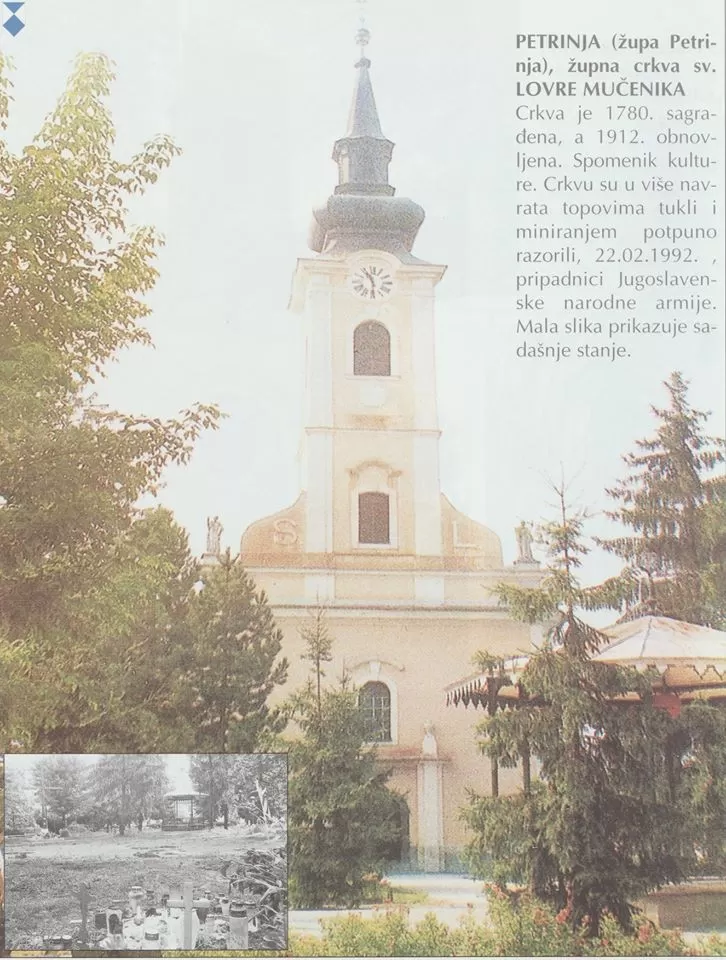 Na današnji dan 1992. godine u okupiranoj Petrinji do temelja je srušena crkva svetog Lovre…