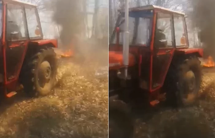 (VIDEO) EKSKLUZIVNO: UHVAĆEN NA DJELU PALJENJA…VUČE ZAPALJENU GUMU TRAKTOROM I PALI SVE REDOM…Dinara i dalje gori: “Ovaj požar je ogroman, dužina mu je bila i do 20 kilometara”…